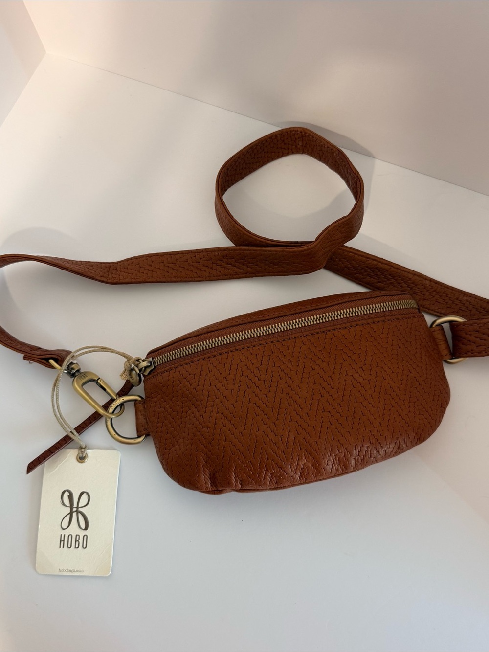 NWT HOBO Fern Belt Bag Tuscan Brown Embossed Leather Crossbody